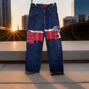 Marithe Francois Girbaud Jeans Men‎ 32 Red Graphic Mallgoth Skater Raver Vtg Y2K